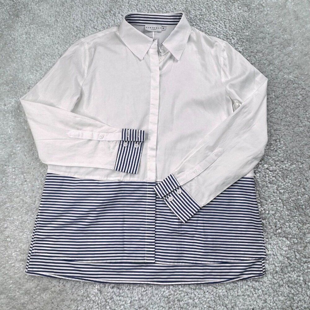 Harshman Stripe Mix Colorblock Button Up Shirt
